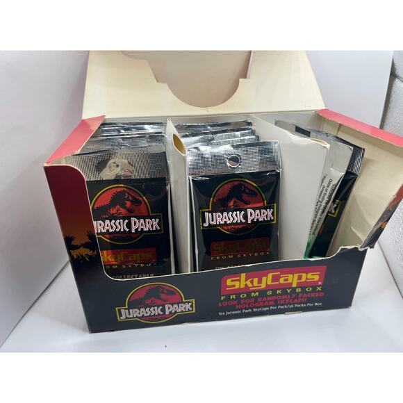 Skybox Jurassic Park Skycaps Pogs Milkcaps NEW SEALED PACK 1993 - Picture 3 of 5